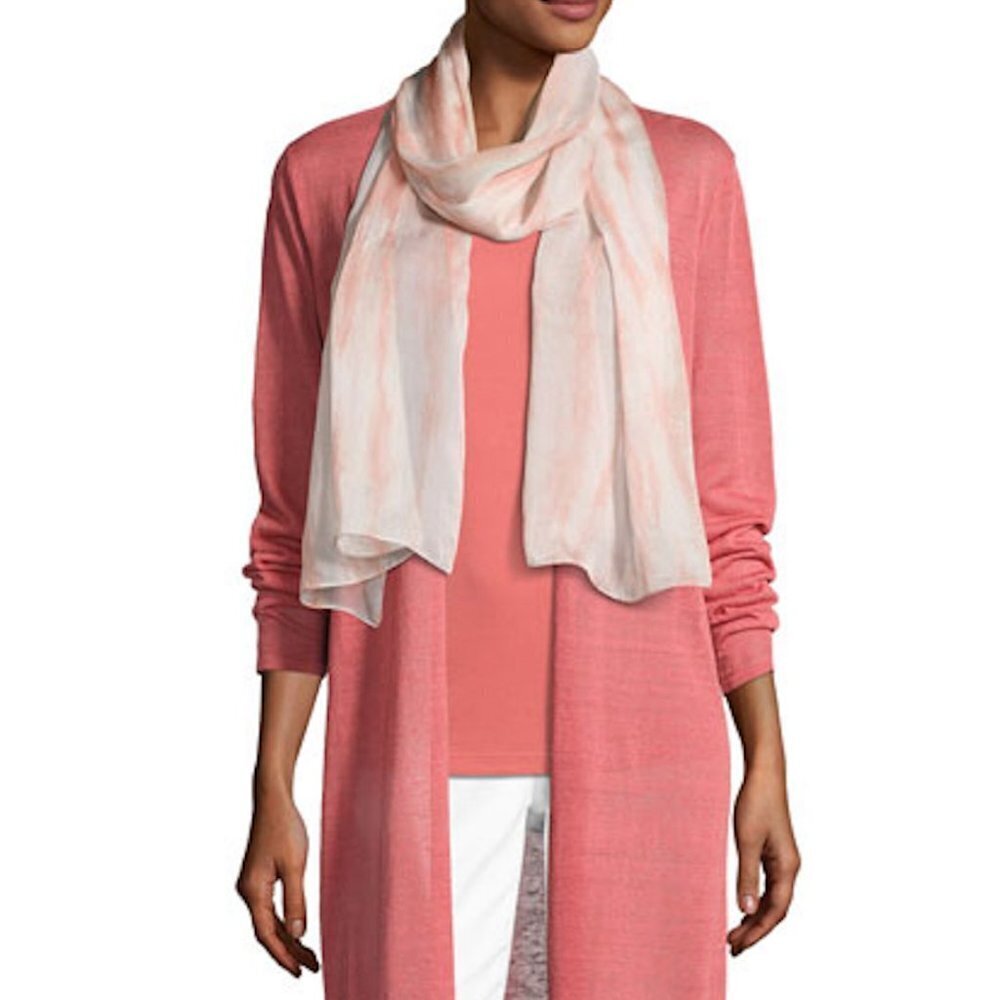 Eileen Fisher - Long Line Open Cardigan in Peruvian Organic Cotton, Ginger Pink